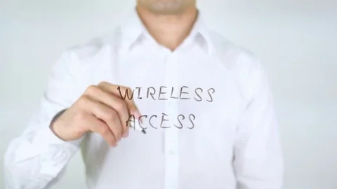 Wireless Access, Man Writing on Glass Stock Footage
