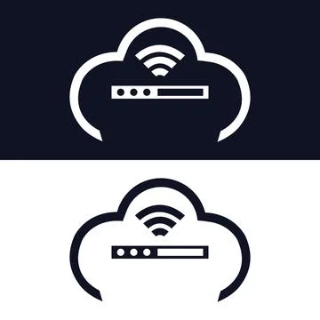 Wireless and Wi-Fi cloud icon set internet icon symbol vector logo Stock Illustration