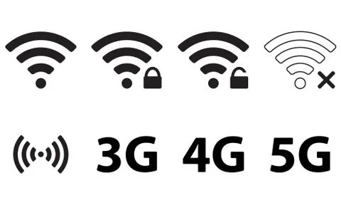 Wireless and wifi icon set for remote internet access. Podcast vector symbol Stock Illustration