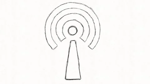 Wireless Antenna Signal and Data Transmission Hand Drawn Animation Stock Footage 342018069