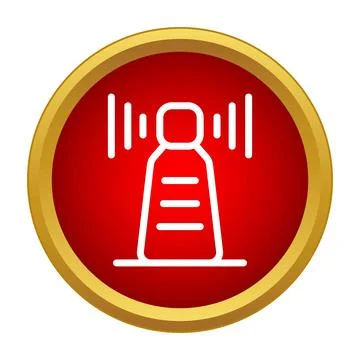 Wireless antenna transmitting signal icon on red button Stock Illustration