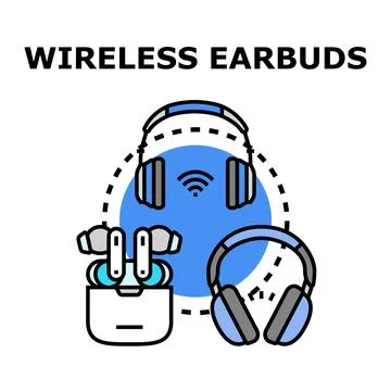 Wireless audio devices connecting with modern technology Stock Illustration