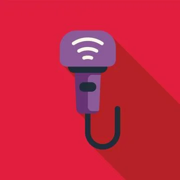 Wireless barcode scanner sending data wirelessly with a red background Illustration