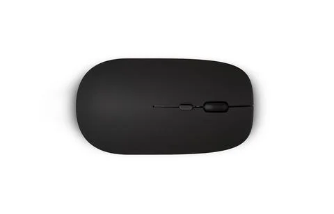 Wireless black mouse. Isolated on white background with clipping path Stock Photos
