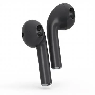 Wireless bluetooth black headphones isolated on white background Stock Illustration
