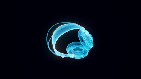 Wireless bluetooth earphone hologram Rotating 4k Stock Footage 150400447