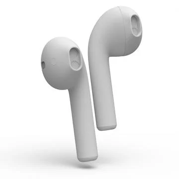 Wireless bluetooth headphones isolated on white monochrome background Stock Illustration