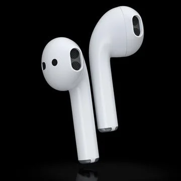 Wireless bluetooth white headphones isolated on black background Stock Illustration