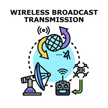 Wireless broadcast transmission global communication connecting devices Stock Illustration
