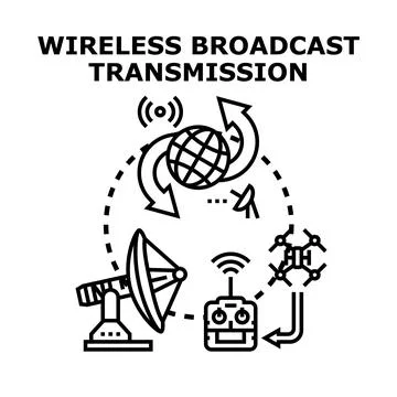 Wireless broadcast transmission global communication connecting devices Stock Illustration