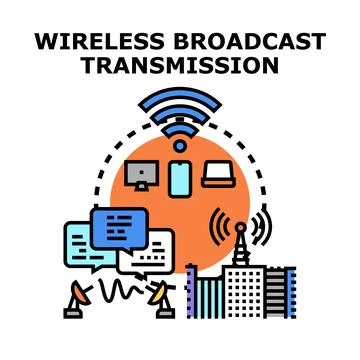 Wireless broadcast transmission sending digital signal globally Stock-Illustration
