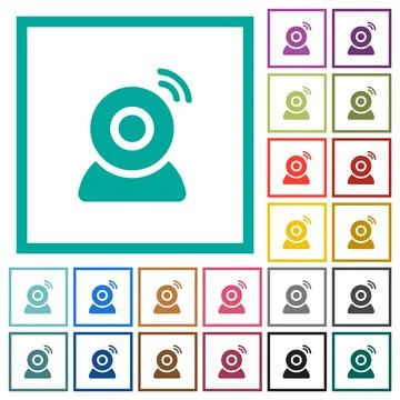 Wireless camera flat color icons with quadrant frames Stock Illustration