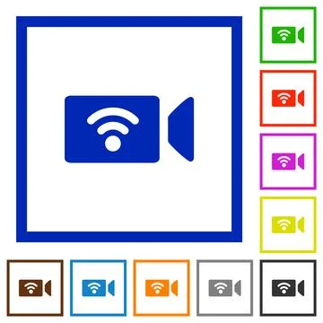 Wireless camera flat framed icons Stockillustratie