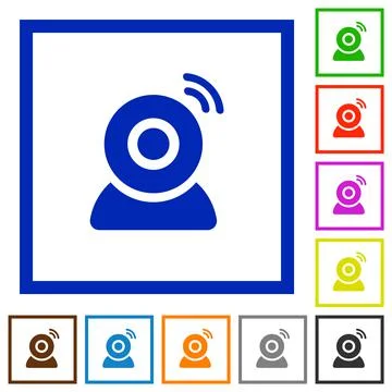Wireless camera flat framed icons Stock Illustration