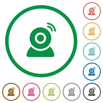 Wireless camera flat icons with outlines Illustrazione stock