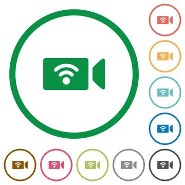 Wireless camera flat icons with outlines Stock Illustration
