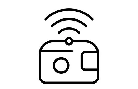 Wireless Camera Icon with Signal Waves for Modern Photography Technology Stock Illustration