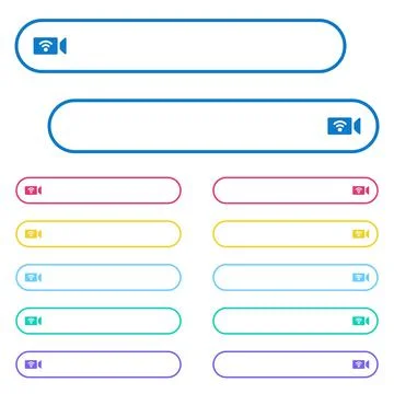 Wireless camera icons in rounded color menu buttons Stock Illustration