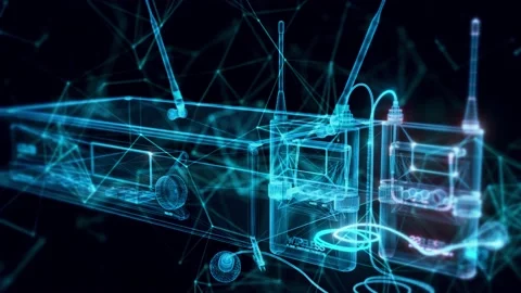 Wireless camera microphone hologram Close up 4k Stock Footage 150400264