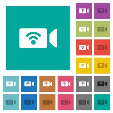 Wireless camera square flat multi colored icons Stock Illustration