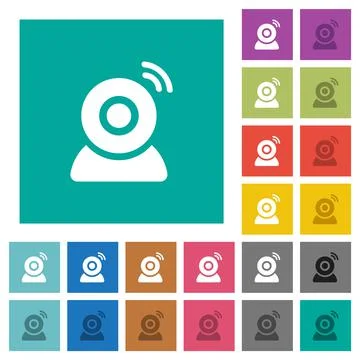 Wireless camera square flat multi colored icons Stock Illustration