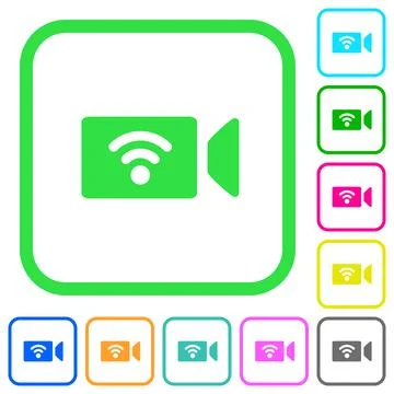 Wireless camera vivid colored flat icons Illustrazione stock