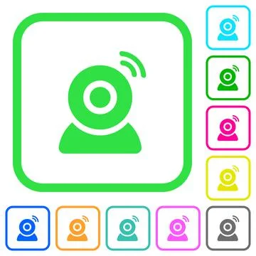 Wireless camera vivid colored flat icons Illustrazione stock