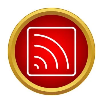 Wireless casting icon in red round button 스톡 일러스트