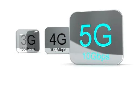 Wireless cellular network speed evolution with 5G block イラスト素材