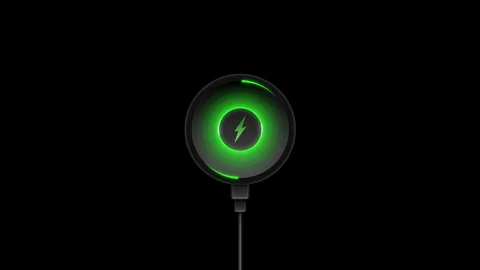 Wireless Charger Animation – 4K Loop with Glowing Energy Pulses Stock Footage 300705420