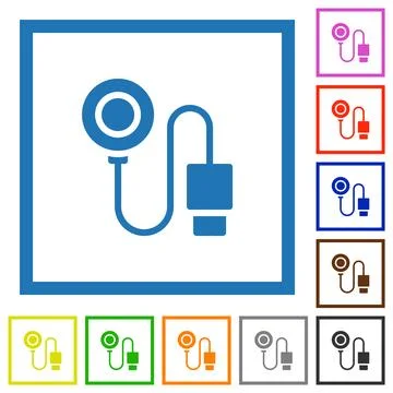 Wireless charger flat framed icons Stock Illustration