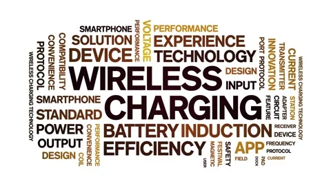 Wireless Charging animated word cloud,animation tag typography seamless loop. Stock Footage 326455597
