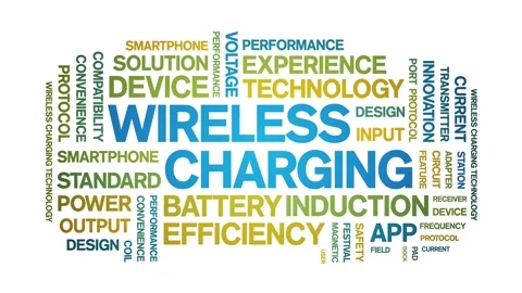 Wireless Charging animated word cloud,animation tag typography seamless loop. Stock Footage 326455918
