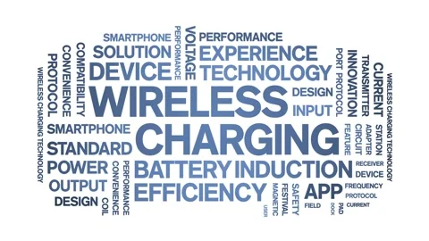 Wireless Charging animated word cloud,animation tag typography seamless loop. Stock Footage 326456117