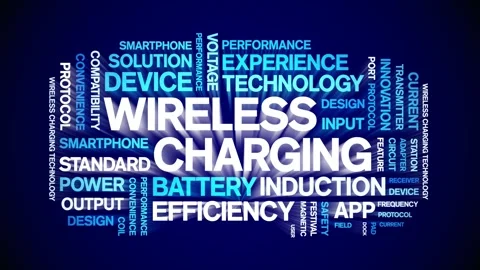 Wireless Charging animated word cloud,animation tag typography seamless loop. Stock-Footage 326458654