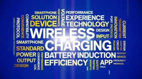 Wireless Charging animated word cloud,animation tag typography seamless loop. Video stock 326900403