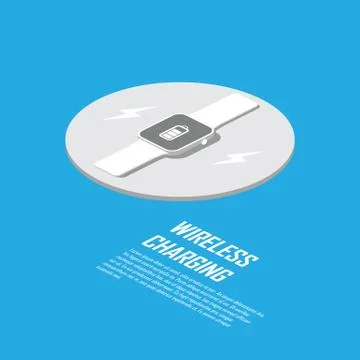 Wireless charging concept for smart technology. Smartwatch charger without cable Stock Illustration