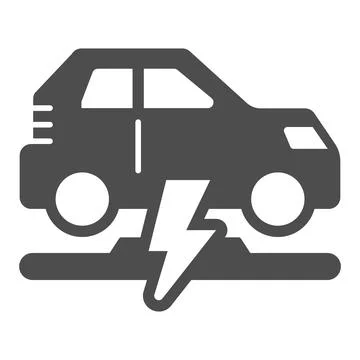 Wireless charging of electric car solid icon, electric car concept, electric car Stock Illustration