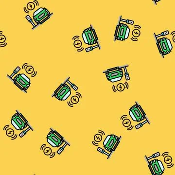 Wireless charging electric vector seamless pattern Illustrazione stock