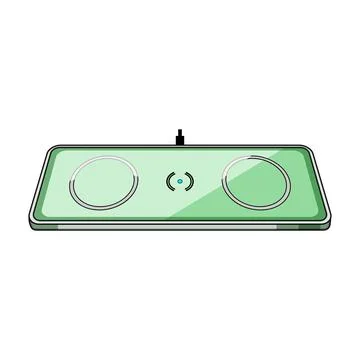 Wireless charging mat providing power for devices Stock Illustration