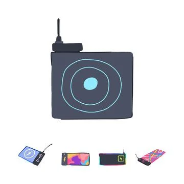 Wireless charging mouse pad and electronic devices set Illustrazione stock