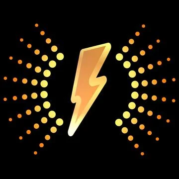 Wireless charging neon orange glowing on dark, vector battery energy, lightning Stock Illustration