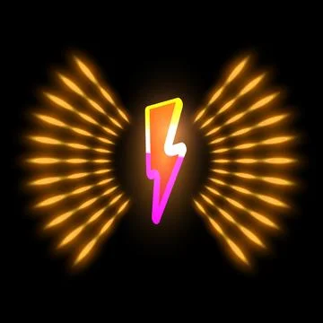 Wireless charging neon orange glowing on dark vector icon, battery energy Stock Illustration