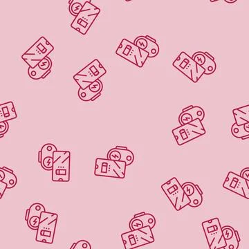 Wireless charging pad auto tainment line seamless pattern Stock Illustration