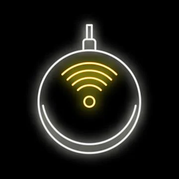 Wireless charging pad with glowing neon wifi signal Stock Illustration