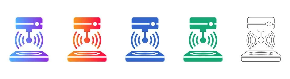Wireless Charging Pad Icon Set Stock Illustration