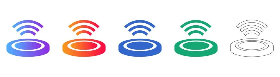 Wireless Charging Pad Icon Set Stock Illustration
