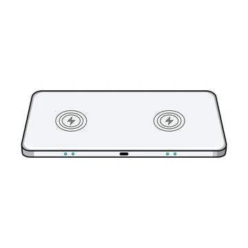 Wireless charging pad powering multiple electronic devices Stock Illustration