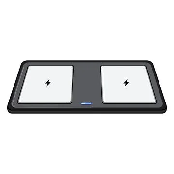 Wireless charging pad providing dual device power supply Stock Illustration