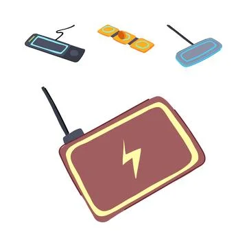 Wireless charging pads for mobile devices and power bank Stock Illustration